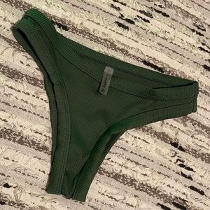 Olive green ribbed thong bikini bottom by zaful
